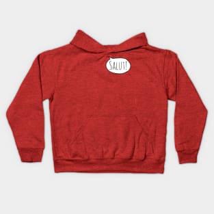 Cheerful SALUT! with white speech bubble on red (Français / French) Kids Hoodie